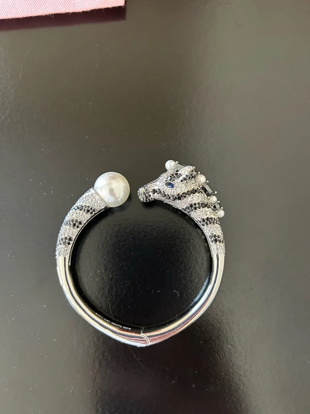 kate spade Silver Zebra Earn Your Stripes Hinge Cuff Braclet - Picture 4 of 15